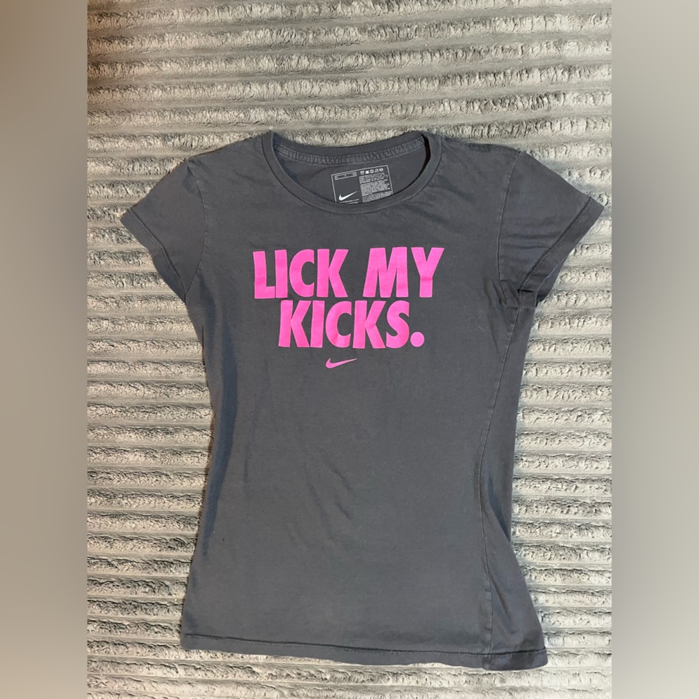 Nike Lick My Kicks Gray/Pink Tshirt Small
